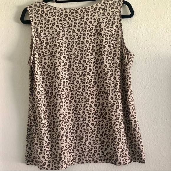 CHICO'S Travelers Leopard Animal Print Ruffle Top Sleeveless Shirt Size 2 - Picture 6 of 6